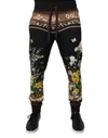 Dolce & Gabbana Black Floral Cotton Jogger Sweatmen's Men's Pants In Black