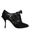 Dolce & Gabbana Black Floral High Heels Lace-ups Pumps Shoes In Black