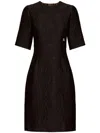 Dolce & Gabbana Black Floral Jacquard Midi Dress In Black