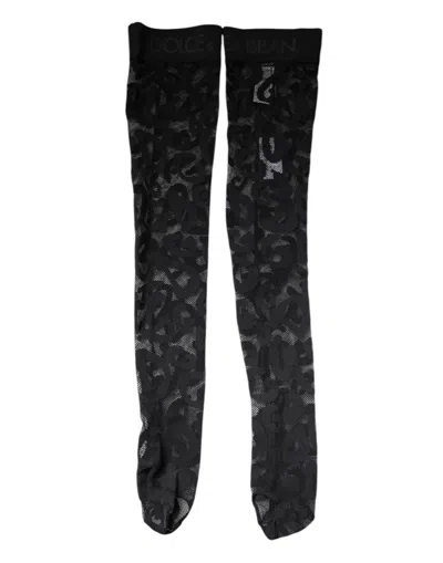 Dolce & Gabbana Black Floral Lace Cotton Stretch Stockings Socks