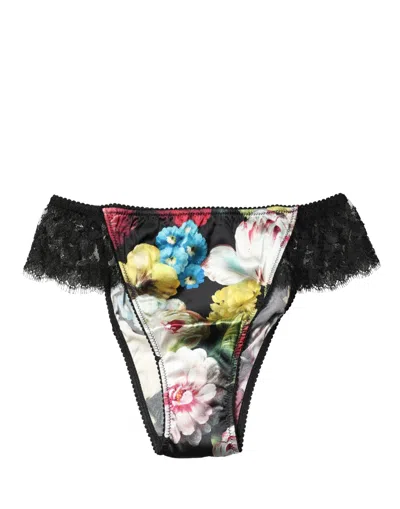 Dolce & Gabbana Black Floral Lace Mid Waist Brief Panty Underwear In Multi