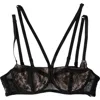 Dolce & Gabbana Black Floral Lace Nylon Balconcino Bra Underwear In Black