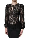 Dolce & Gabbana Black Floral Lace See Through Long Sleeve Top In Black