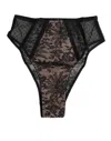 Dolce & Gabbana Black Floral Lace Sheer Mesh High Waist Underwear In Gold