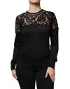 Dolce & Gabbana Black Floral Lace Silk Pullover Blouse Top In Black