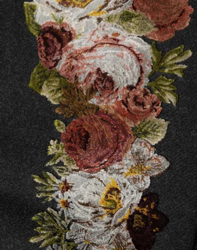 Dolce & Gabbana Black Floral Macramé High Waist A-line Skirt In Multi