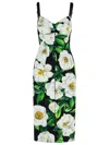 Dolce & Gabbana Black Floral Midi Synthetic Dress In Black
