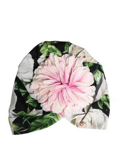 Dolce & Gabbana Black Floral Motif Turban Headwear Women Women's Hat