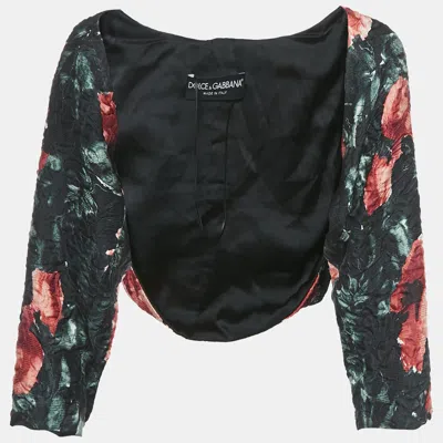 Pre-owned Dolce & Gabbana Black Floral Print Jacquard Bolero Jacket S