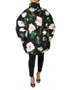 Dolce & Gabbana Black Floral Print Puffer Quilted Jacket In Multi