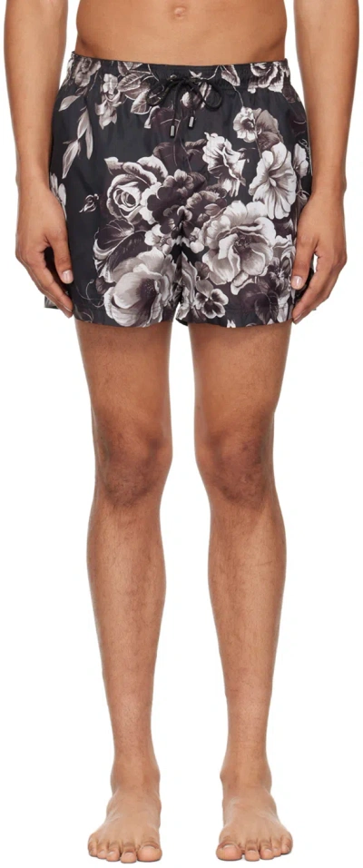 Dolce & Gabbana Floral-print Silk Shorts In Hn5dy Fiori Grig Ner