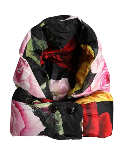 Dolce & Gabbana Black Floral Print Whole Head Wrap Hat In Multi