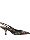 Dolce & Gabbana Women Lollo Slingback In Printed Leather In Black