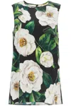 Dolce & Gabbana Black Floral Silk Top In Green