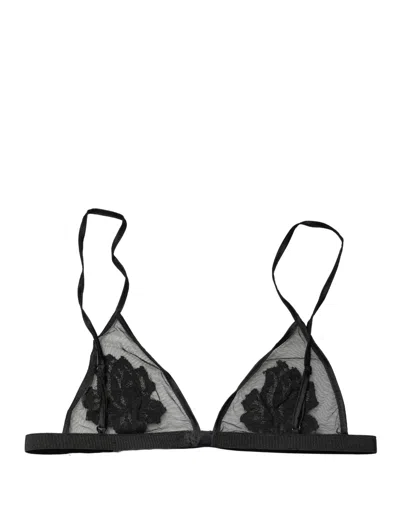 Dolce & Gabbana Black Floral Soft Cup Triangle Bra Underwear