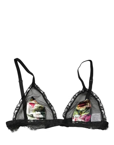 Dolce & Gabbana Black Floral Soft Cup Triangle Bra Underwear In Multi
