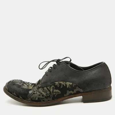 Pre-owned Dolce & Gabbana Black Floral Suede Lace Up Derby Size 41