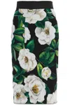 Dolce & Gabbana Gardenia Printed Marquisette Midi Skirt In Gardenia F.nero (black)