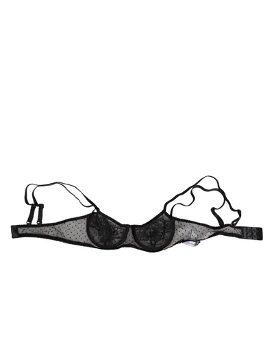 Pre-owned Dolce & Gabbana Black Floral Underwired Balconette Bra Women's Underwear ()