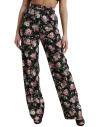 DOLCE & GABBANA BLACK FLORAL WOOL HIGH WAIST WIDE LEG PANTS