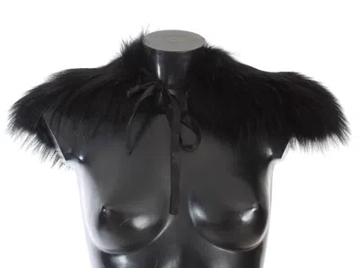 Dolce & Gabbana Black Fox Fur Collar Women's Scarf