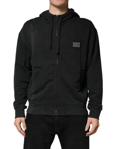 Pre-owned Dolce & Gabbana Black Full Zip Hooded Men Sweatshirt Men's Sweater ()