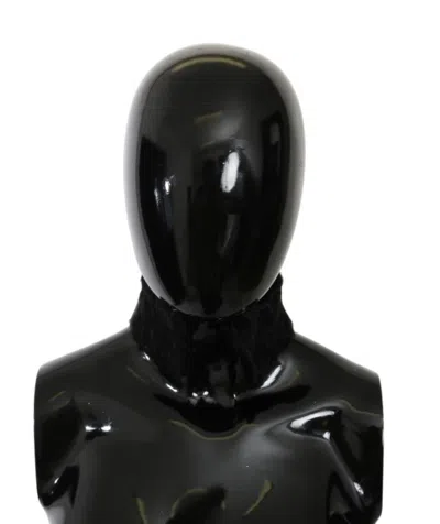 Dolce & Gabbana Black Fur Neck Collar Wrap Lambskin Women's Scarf