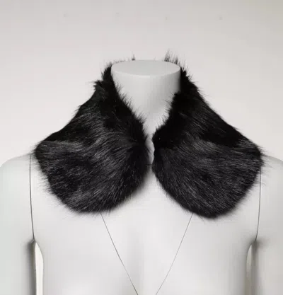 Dolce & Gabbana Black Fur Shawl Neck Wrap Cover Collar Women's Scarf