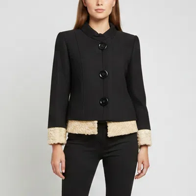 Pre-owned Dolce & Gabbana Black Fur Trim Detail Wool Button Up Jacket S