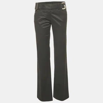 Pre-owned Dolce & Gabbana Black Gabardine Belted Pants M