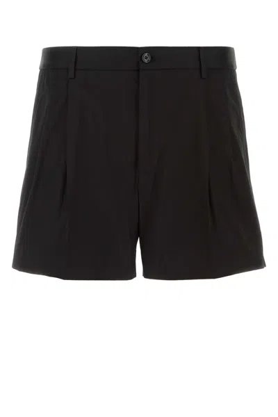 DOLCE & GABBANA BLACK GABARDINE BERMUDA SHORTS