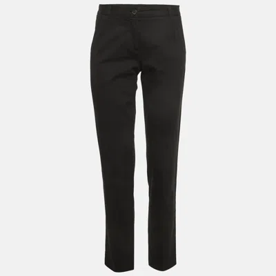 Pre-owned Dolce & Gabbana Black Gabardine Straight Fit Trousers S