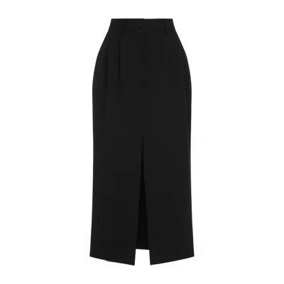 DOLCE & GABBANA DOLCE & GABBANA  BLACK GABARDINE WOOL PENCIL SKIRT