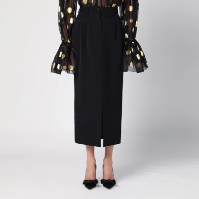 Dolce & Gabbana Black Gabardine Wool Pencil Skirt