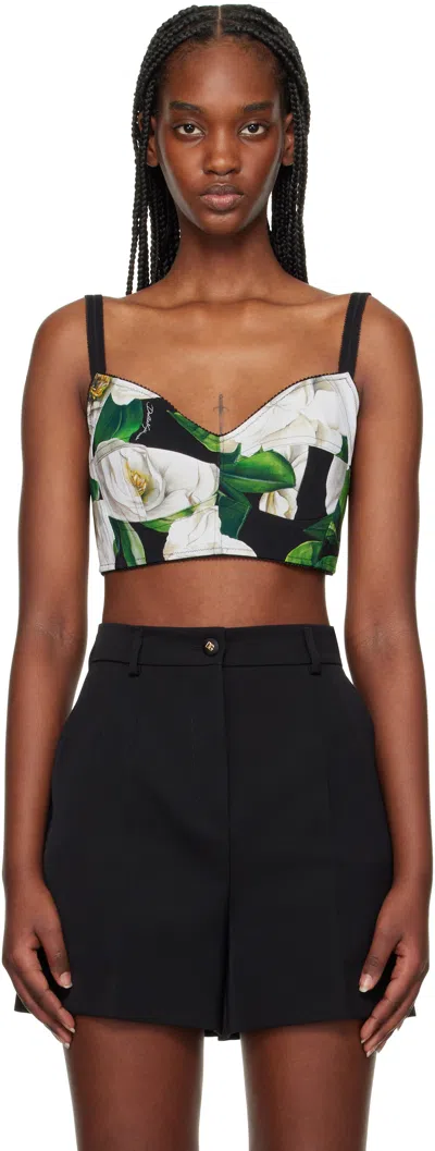Dolce & Gabbana Black Gardenia Print Tank Top In Hn5jb Gardenia F.ner