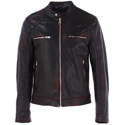 Dolce & Gabbana Black Goatskin Jacket In Brown