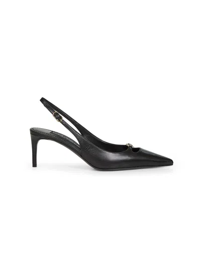 DOLCE & GABBANA BLACK GOATSKIN LOLLO SLINGBACK