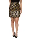 Dolce & Gabbana Black Gold Floral Print Jacquard Mini Skirt In Gold