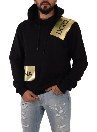 Pre-owned Dolce & Gabbana Black Gold Hooded Cotton Mens Pullover Men's Sweater ()