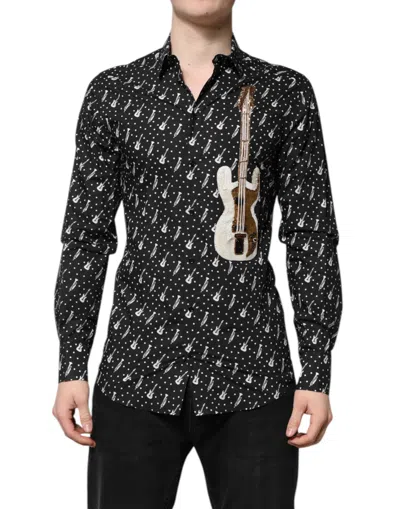 Dolce & Gabbana Black Gold Instrument Embellished Shirt