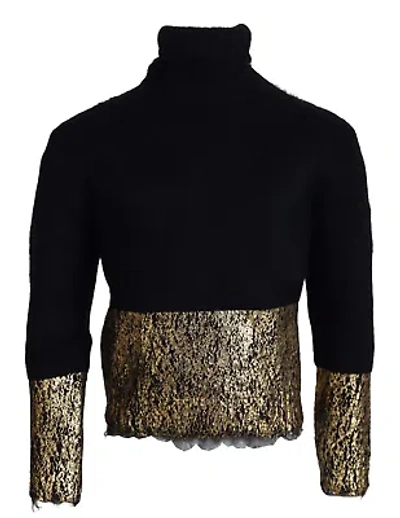 Pre-owned Dolce & Gabbana Stunning Black And Gold Crewneck Sweater