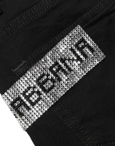 Dolce & Gabbana Black Grace Rhinestone Highwaist Denim Jeans