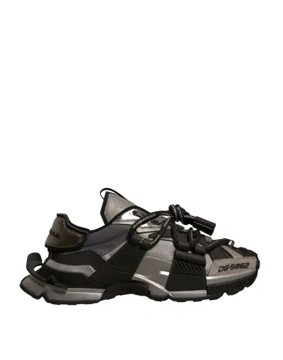 Pre-owned Dolce & Gabbana Black Gray Low Top Space Sneakers Men's Shoes () In Black And Gray