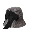 Dolce & Gabbana Black Gray Patterned Leather Bucket Women's Hat In Multi