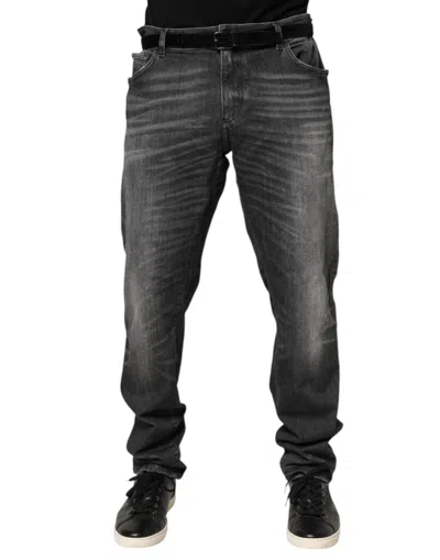 Pre-owned Dolce & Gabbana Black Gray Wash Slim Fit Straight Leg Denim Men's Jeans ()