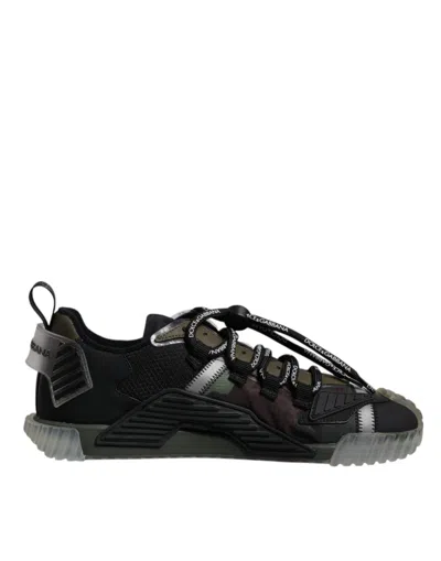 DOLCE & GABBANA DOLCE & GABBANA BLACK GREEN CAMO NS1 LOW TOP SNEAKERS MEN'S SHOES