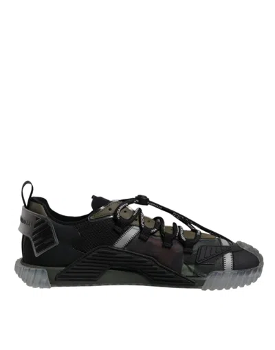 Pre-owned Dolce & Gabbana Black Green Camo Ns1 Low Top Sneakers Men's Shoes ()
