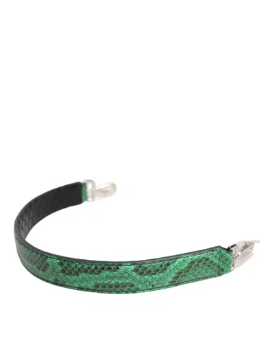 Dolce & Gabbana Black Green Exotic Leather Bag Shoulder Women's Strap In Multi