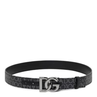 Dolce & Gabbana Black Grey Cotton Belts In Gray