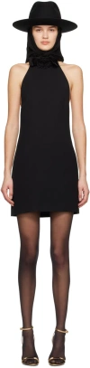 DOLCE & GABBANA BLACK HALTER NECK MINIDRESS